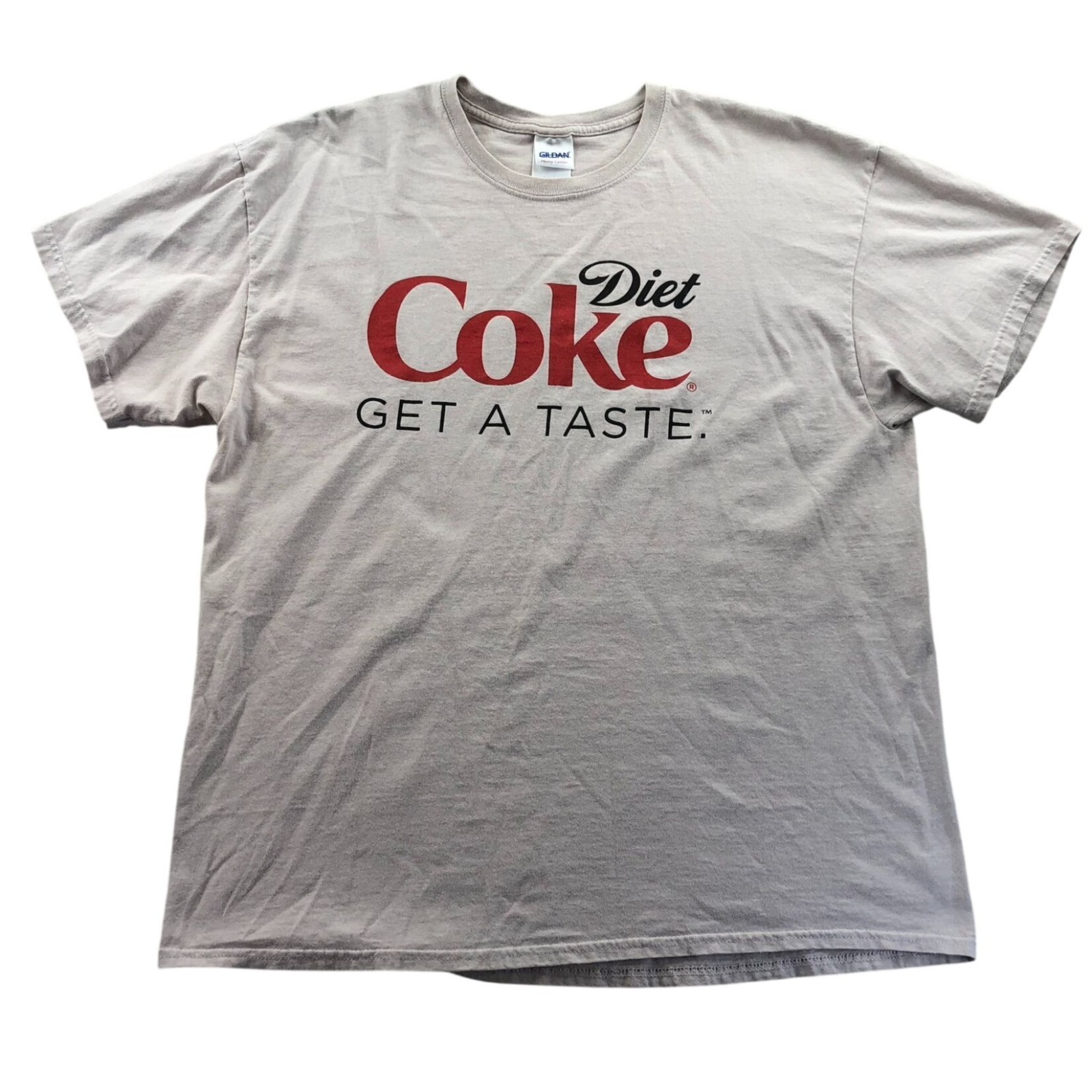 Gildan Mens Diet Coke T-Shirt XL Beige Short Sleeve Heavy Cotton Graphic Tee gallery