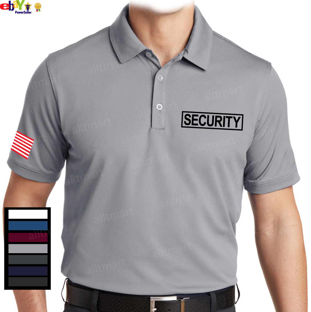 NW SECURITY AMERICAN FLAG POLICE STAFF UNIFORM PARTY COLLAR DRY FIT POLO T-SHIRT gallery