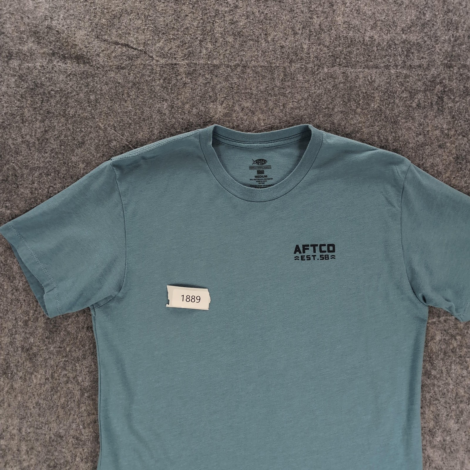 AFTCO Shirt Mens Medium Blue Mountain Sunset Graphic Outdoor Tee Logo Casual gallery