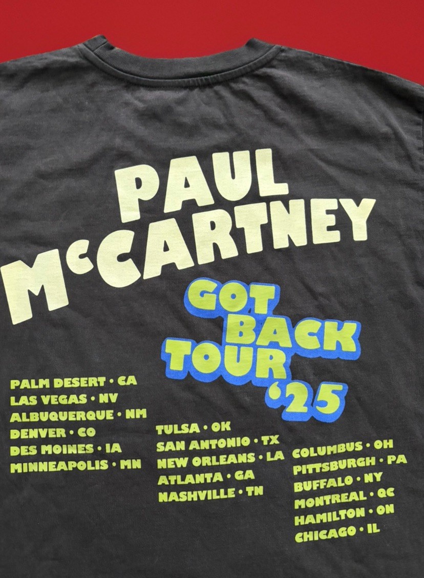 Paul McCartney Got Back Tour 2025 Merch Band Shirt City Stops Two Sided Medium gallery