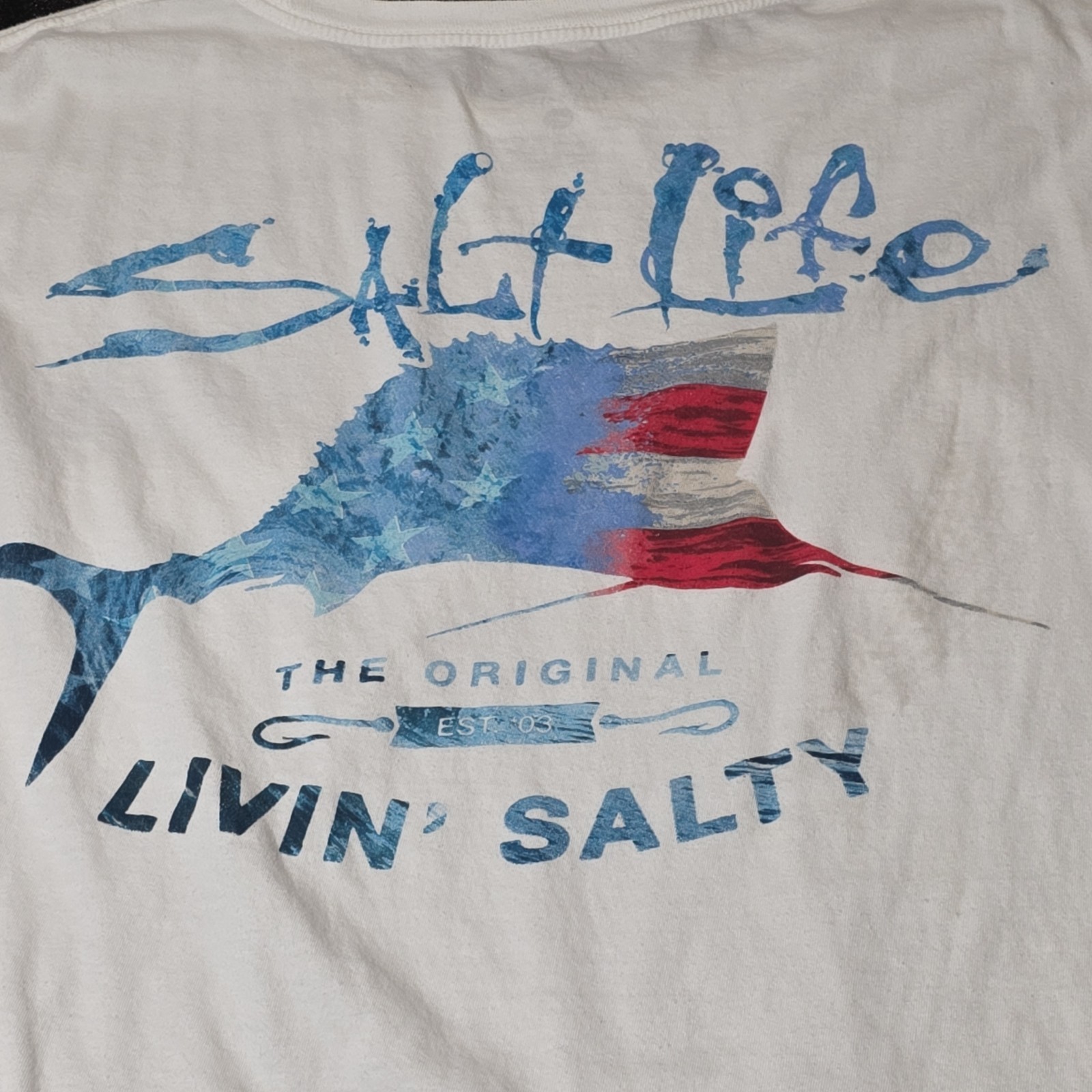 Original Livin' Salty Salt Life Men’s White T Shirt Size 3XLT gallery