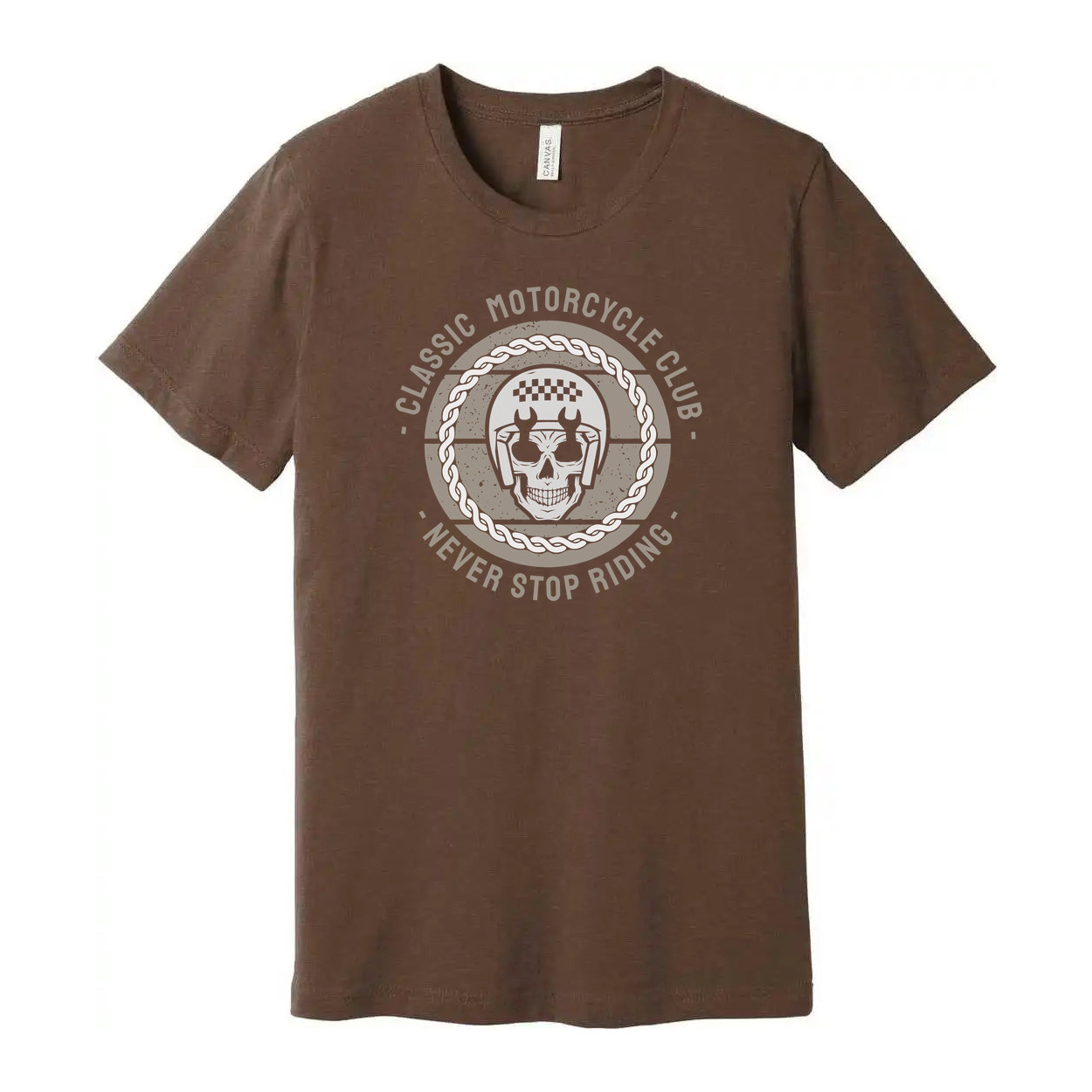 Unisex Classic Motorcycle Club Graphic Tee Featuring Never Stop Riding Emblem An gallery