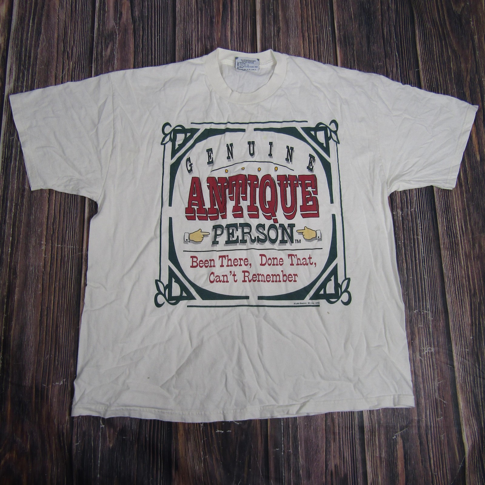 Vintage Genuine Antique Person Shirt Mens XL White Lee USA Funny Graphic 90s