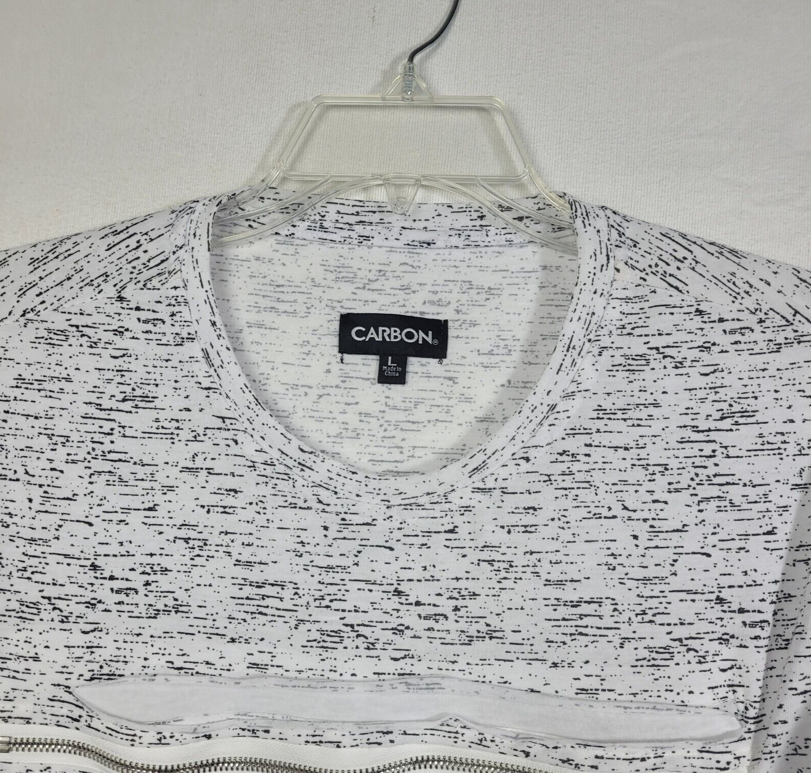 Carbon Mens T Shirt Size L Distressed White Gray Knit Rayon Crew Neck 70's gallery
