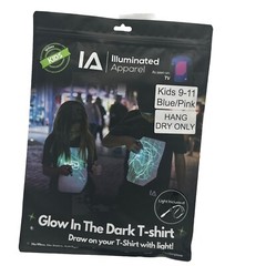 Illuminated Apparel (IA) Blue/Pink Glow in the Dark T Shirt Kids 9-11 Years New