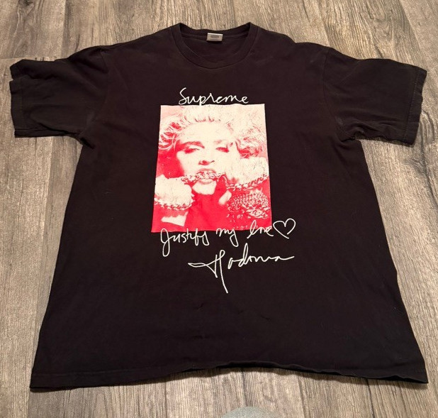 MADONNA – SUPREME Justify My Love Shirt Black Medium 100% Authentic