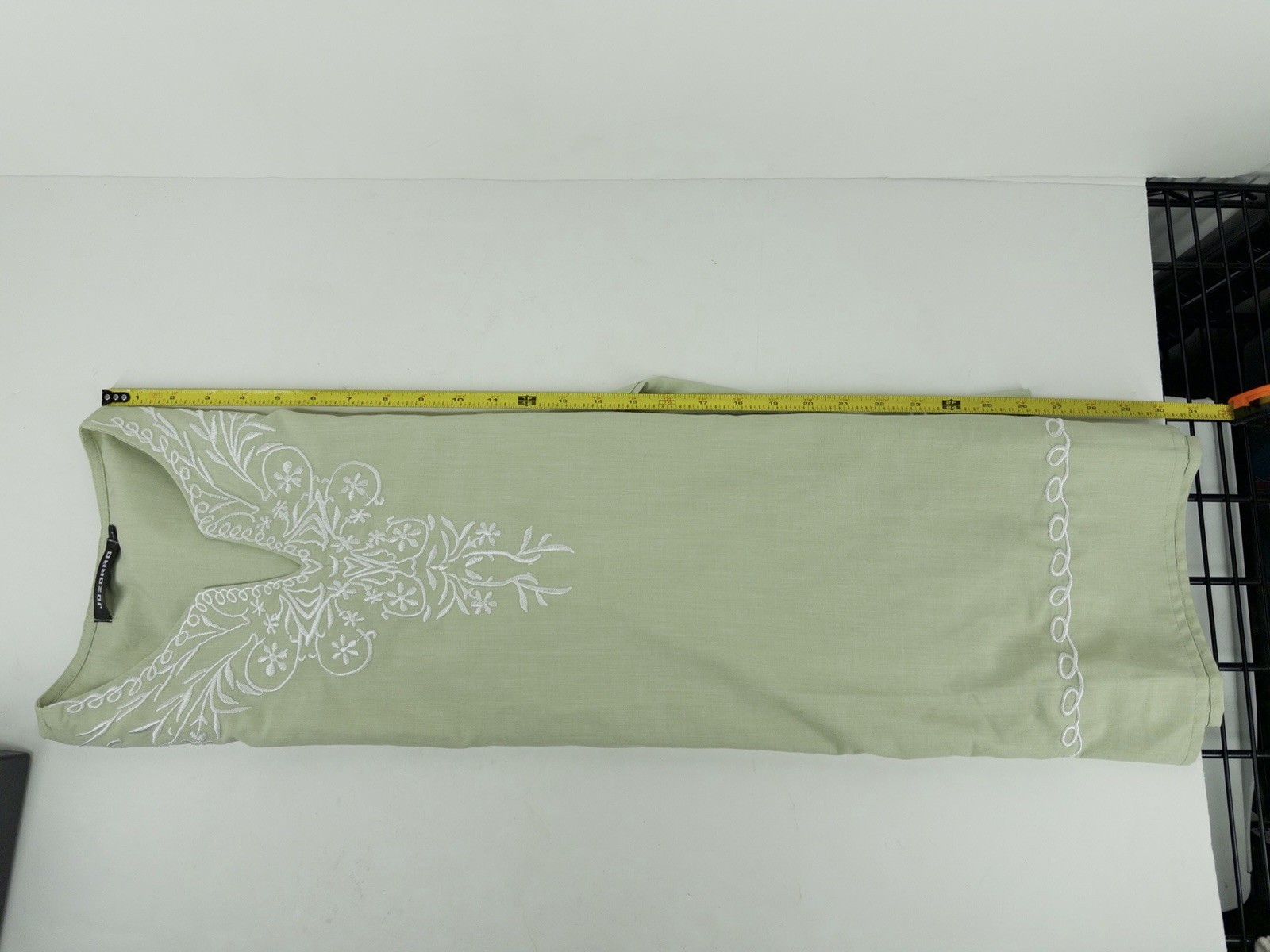 JoZorro Mens Linen V Neck Henley Caftan Tunic Embroidered Shirt L Green Large gallery