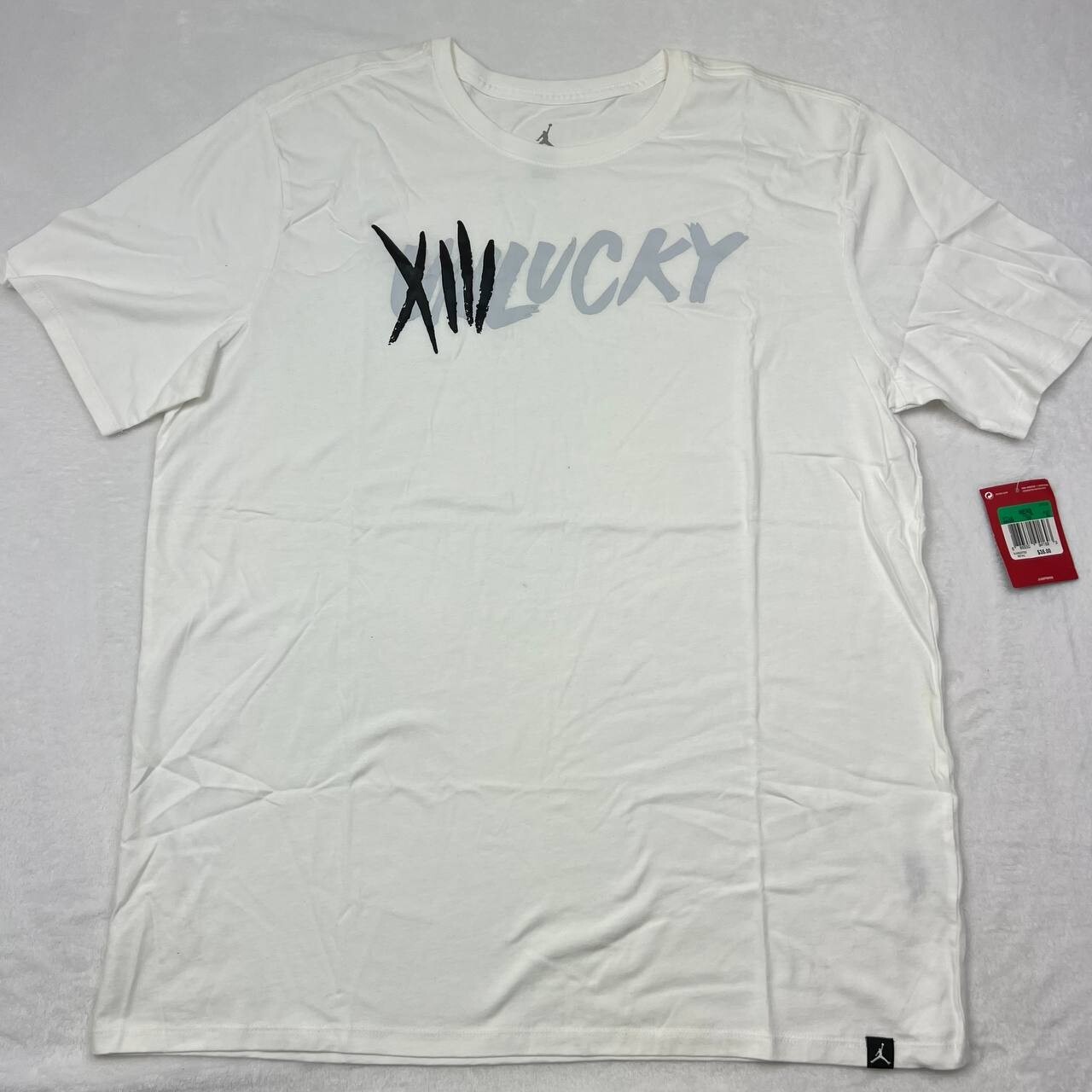 Air Jordan 13 XIII Unlucky Shirt Men Extra Large White Jumpman Short Sleeve XL