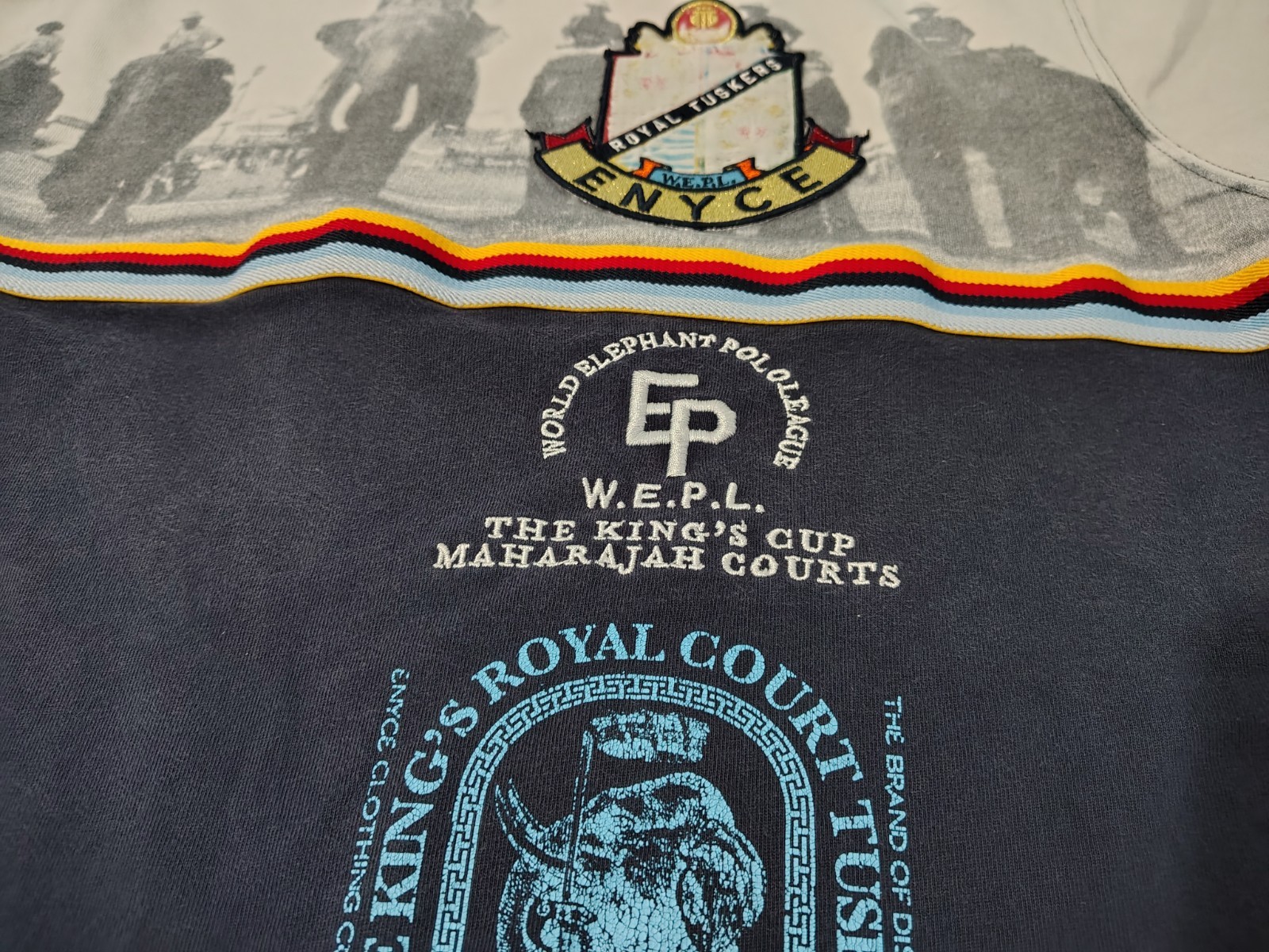 RARE ENYCE T-shirt Elephant Polo Collection Royal Tuskers Short Sleeve 2XL: B120 gallery