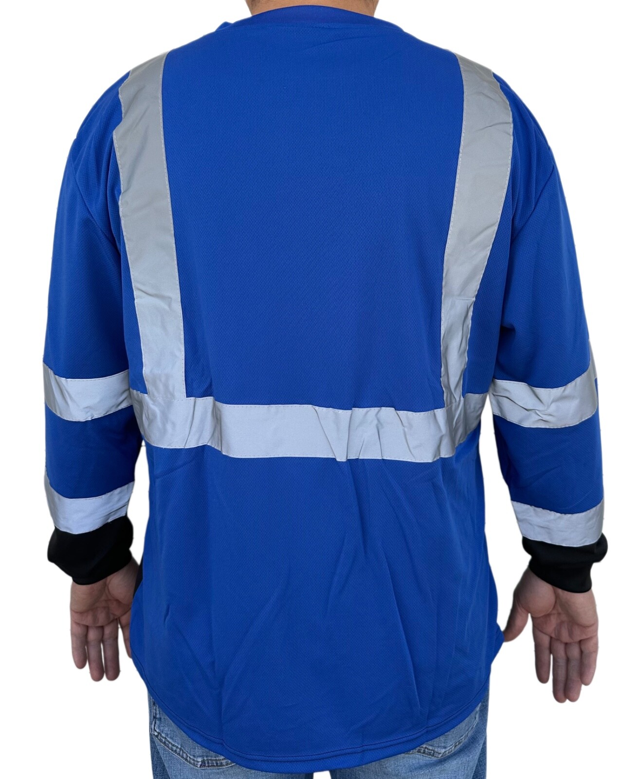Class 2 Max-dry Moisture Wicking Mesh Long Sleeve Safety T-shirt, Blue/BK gallery