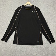 Nike Pro Fitted Long Sleeve Shirt Men Large Black Stretch Performance