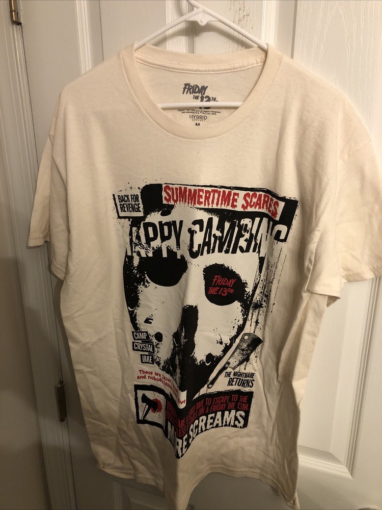 Jason Voorhees Friday The 13th ‘Happy Camping’ Graphic Tee . Men’s Medium NWOT