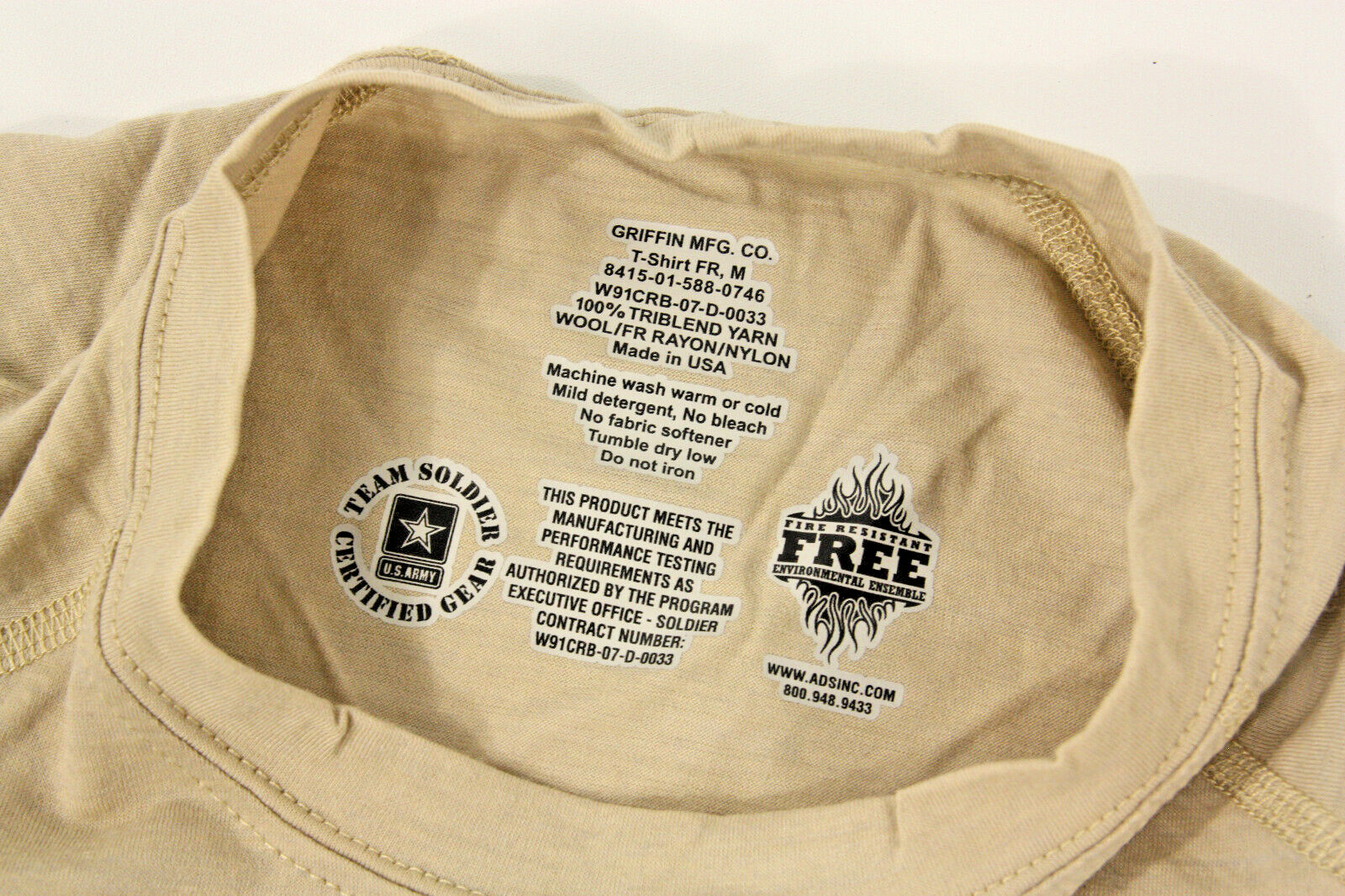 LOT of 4 Griffin Mfg FREE Wool Rayon Nylon Blend T-Shirts in Beige Medium gallery