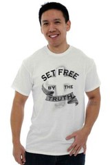 Christian Strong Set Free By The Truth Cross Womens or Mens Crewneck T Shirt Tee