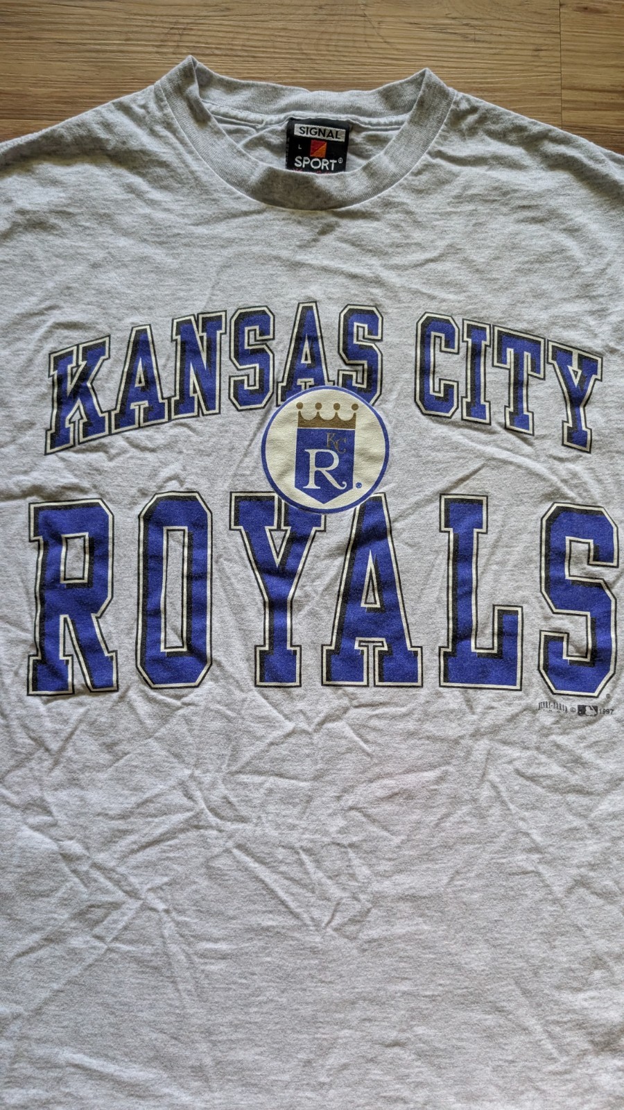 Vtg 90s Kansas City Royals T Shirt Signal Sport Mens L Gray 1997 Baseball MLB gallery