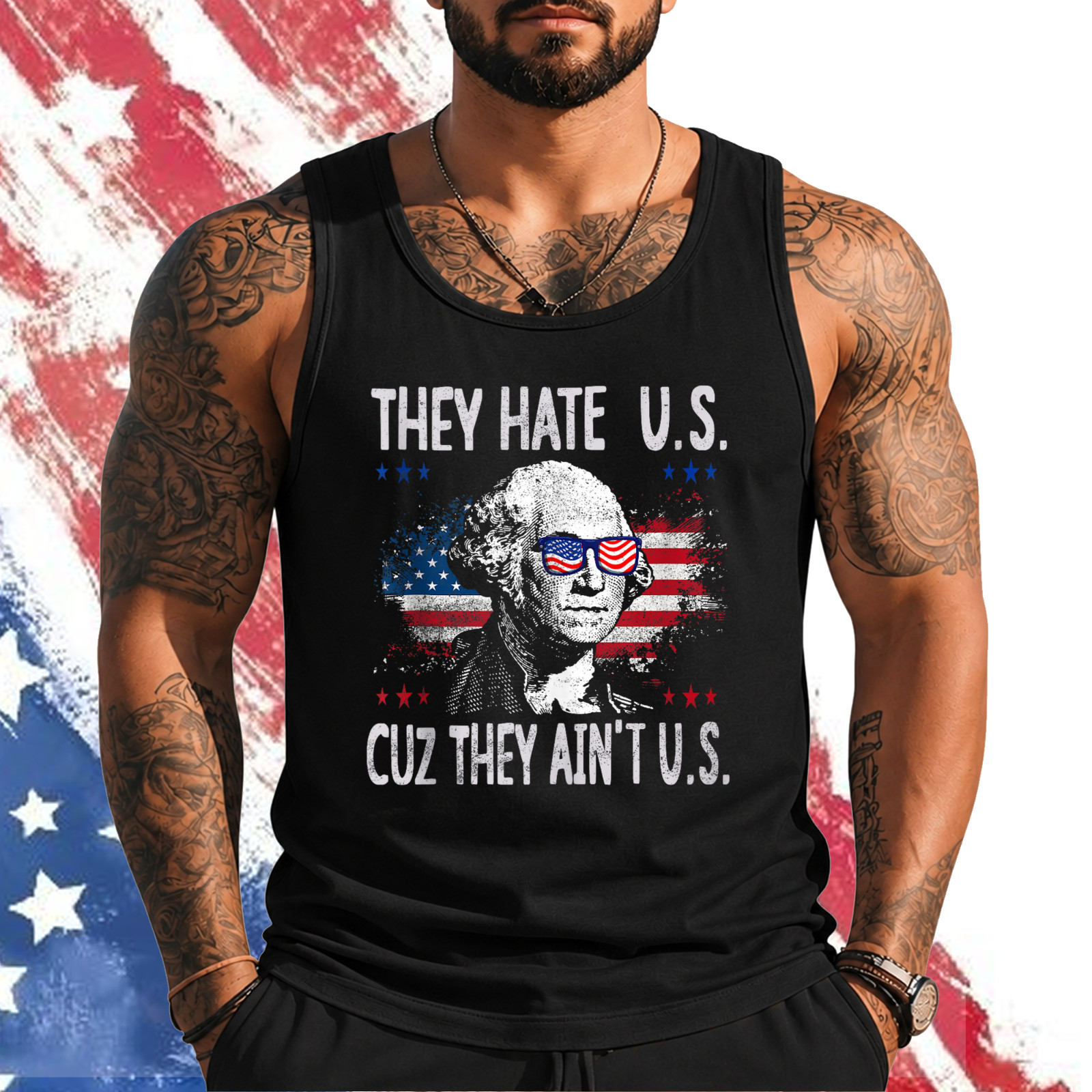 They Hate Us Cuz They Ain’t Us Funny 4th Of July Usa Flag Tank Top