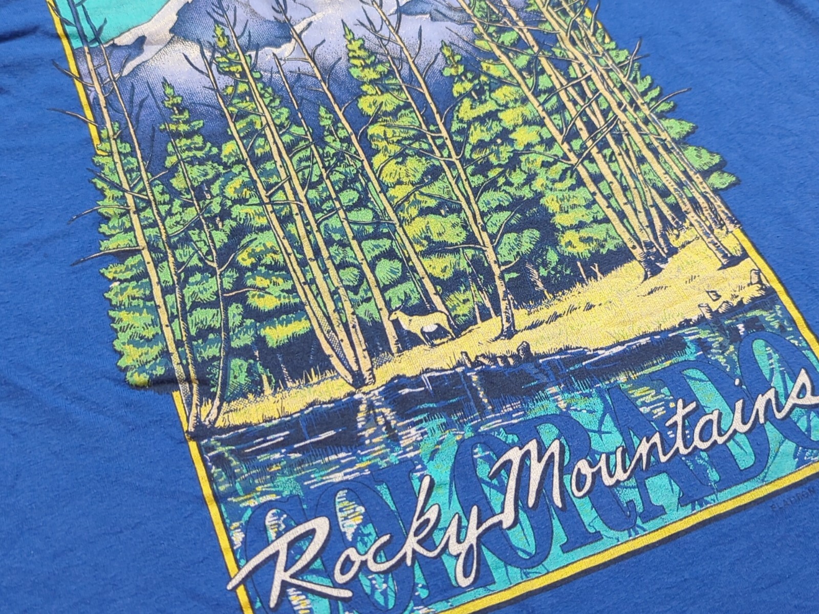 Vintage Rocky Mountains Shirt Mens Medium Blue 80s Short Sleeve Hanes Colorado gallery