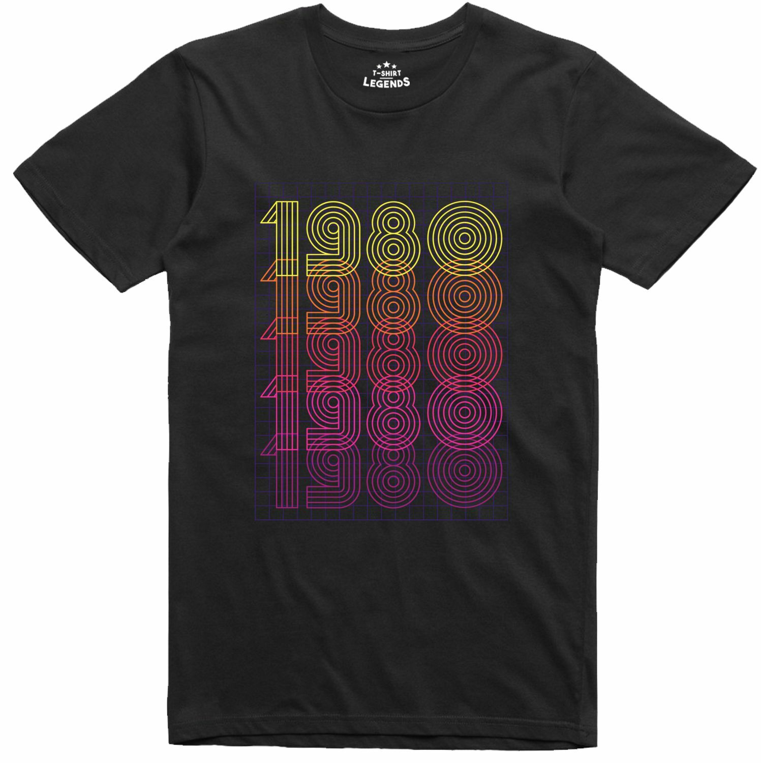 1980’s Mens T Shirt Retro Print Regular Fit Cotton Ring-spun 100% Cotton Tee