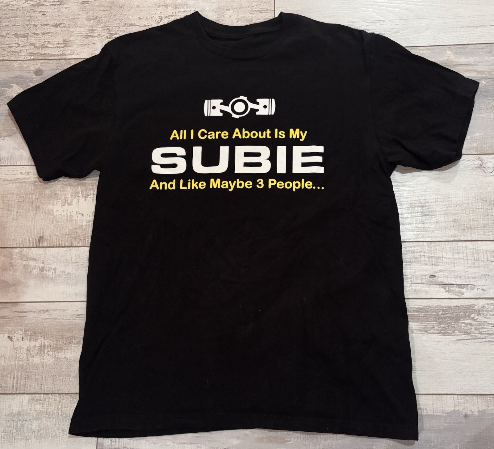 Subaru Short Sleeve T-Shirt size M - Black - NEW - All I Care About Is My Subie gallery