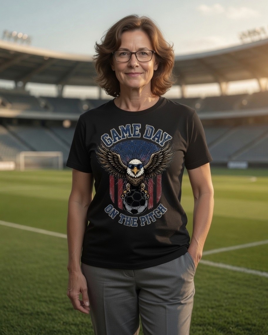 Game Day on the Pitch Women Soccer Shirt USA Eagle Patriotic Fan Tee Gift Her gallery