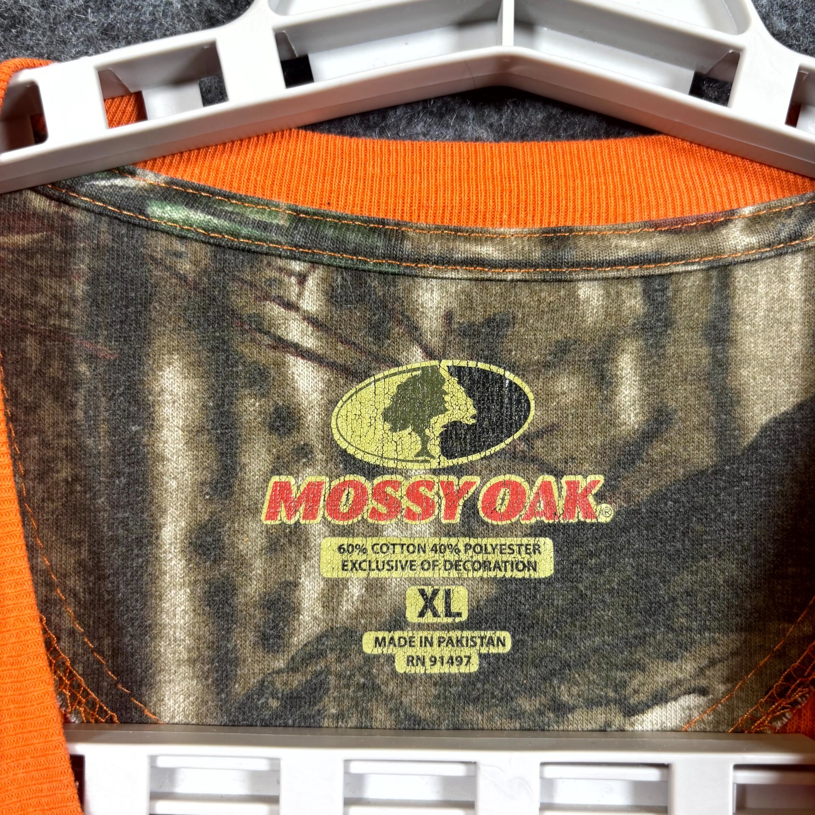 Mossy Oak Henley Shirt Men's XL Orange Cotton Waffle Knit Outdoor Hunting Travel gallery