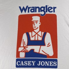 Wrangler – Casey Jones White Graphic Print Tee T-Shirt Large Train Locomotive