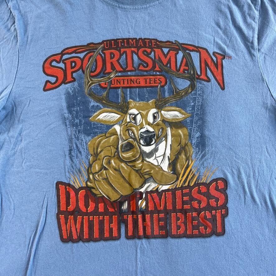NEW Wright's T Shirt Mens Large Blue Hunting Tee Don't Mess With The Best Deer gallery