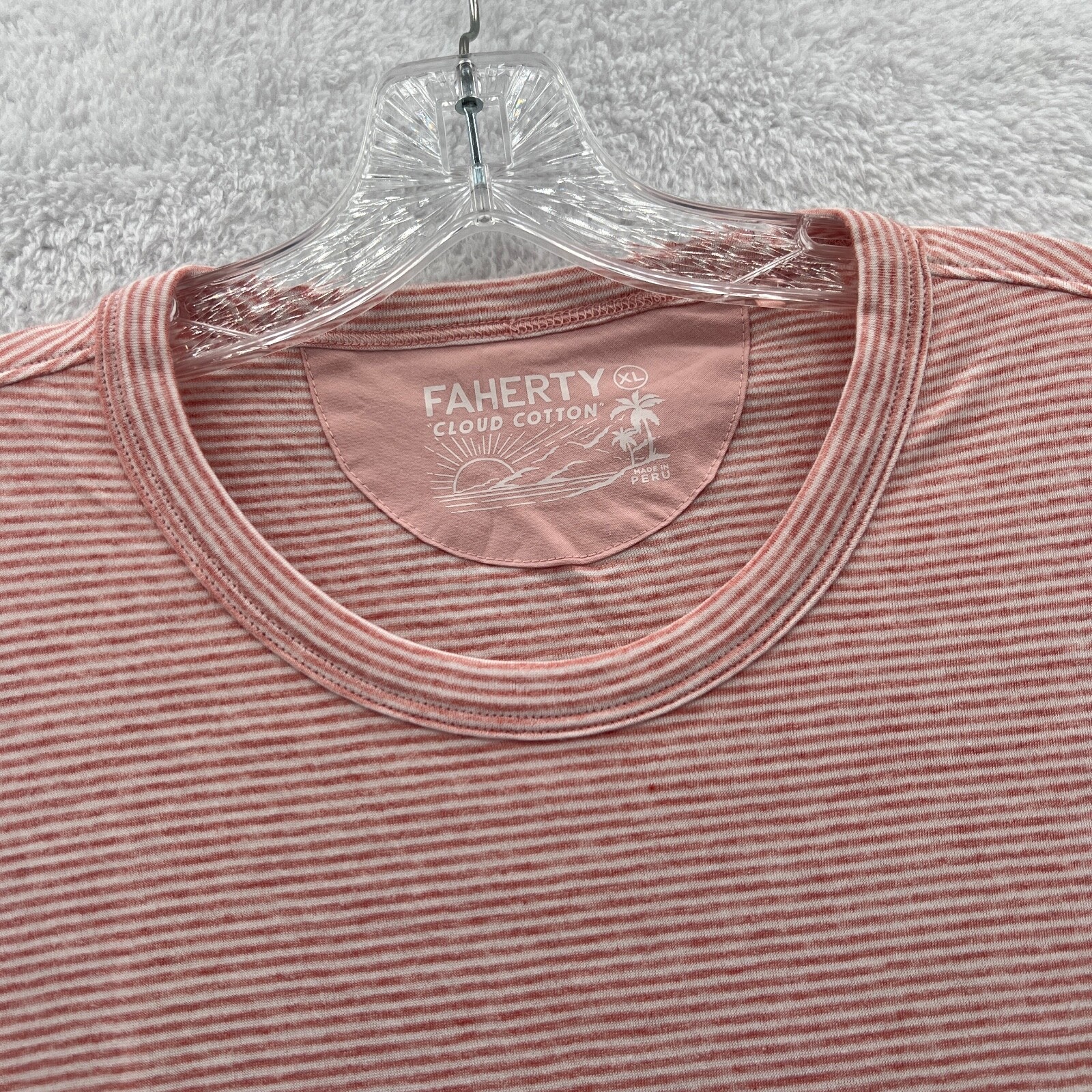 Faherty Striped Shirt Mens XL Orange Cloud Cotton Soft Short Sleeve Tee *A98 New gallery