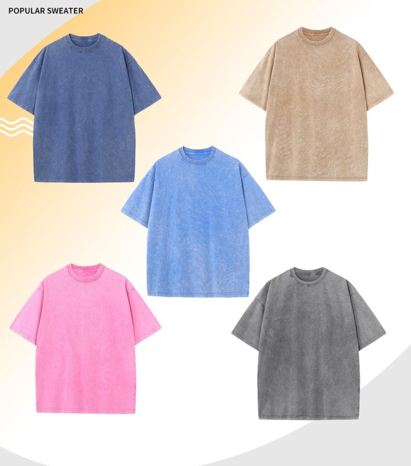 Summer Men's Washed T-Shirts 230G Heavy Cotton Vintage Faded Color Oversized Hot gallery