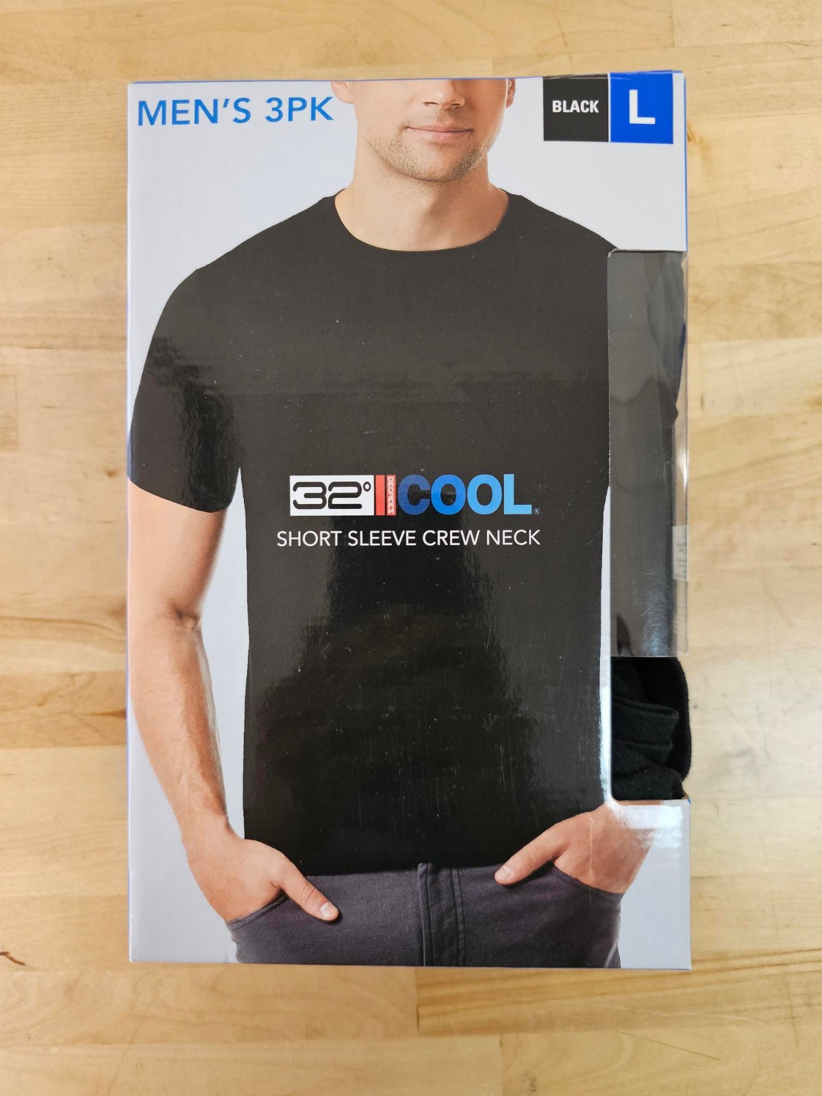 3 PACK - L / LARGE BLACK- 32 Degrees Cool Men's Short Sleeve T-Shirts Crew Neck gallery