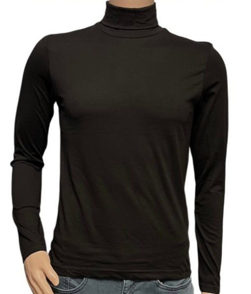 Men's Unisex Roll Neck Tops High Neck T-shirts Long Sleeve Stretch 100% Cotton gallery