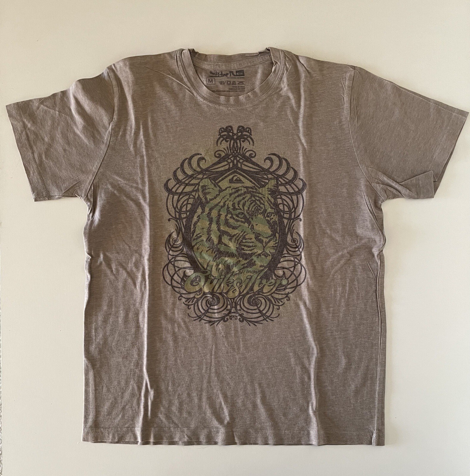 Men’s Quicksilver Supersoft Blended Fabric Tiger Print T Shirt Size Medium M