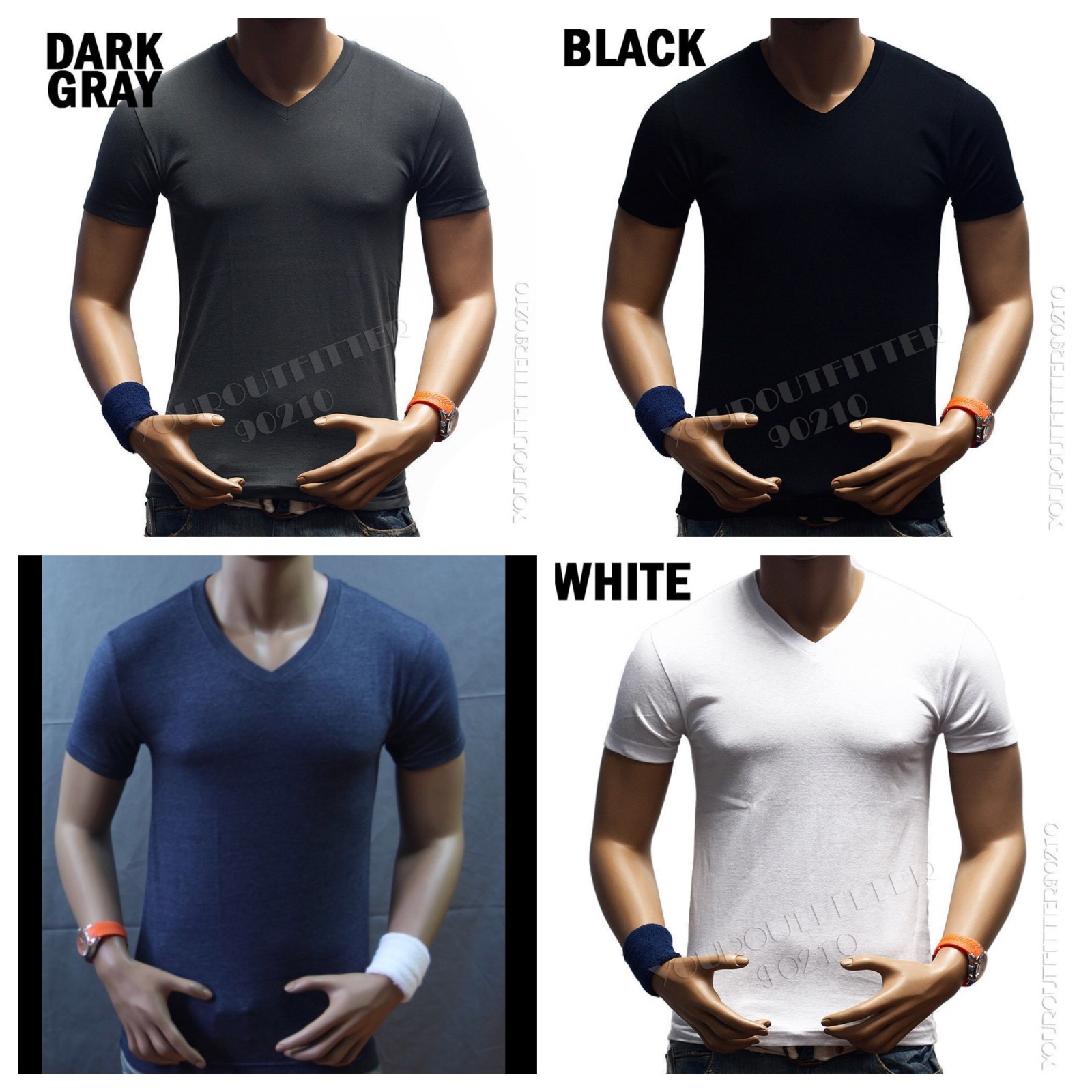 Men Slim T-Shirt V-Neck Fashion Muscle Plain Solid Casual Active Gym Tee S-2X gallery