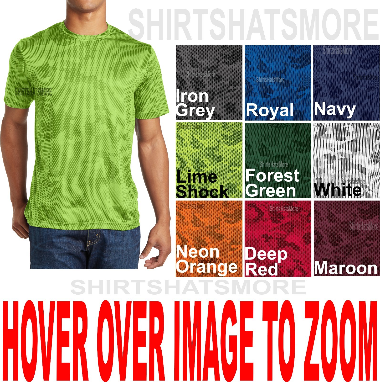 Mens Moisture Wicking Digital Camo Athletic T-Shirt Tagless XS-XL 2X, 3X, 4X NEW gallery