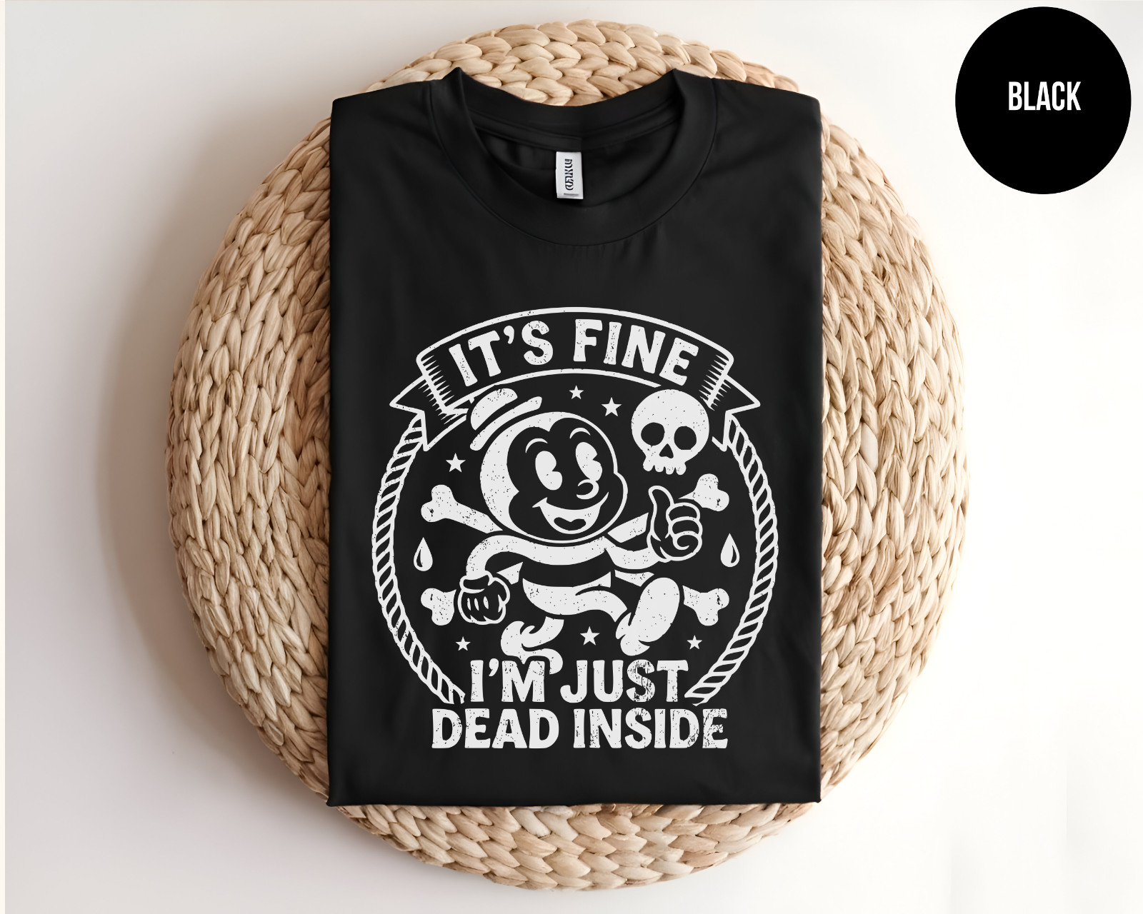Retro Cartoon T Shirt Sarcastic Graphic Tee Its Fine Im Just Dead Inside Vintage gallery