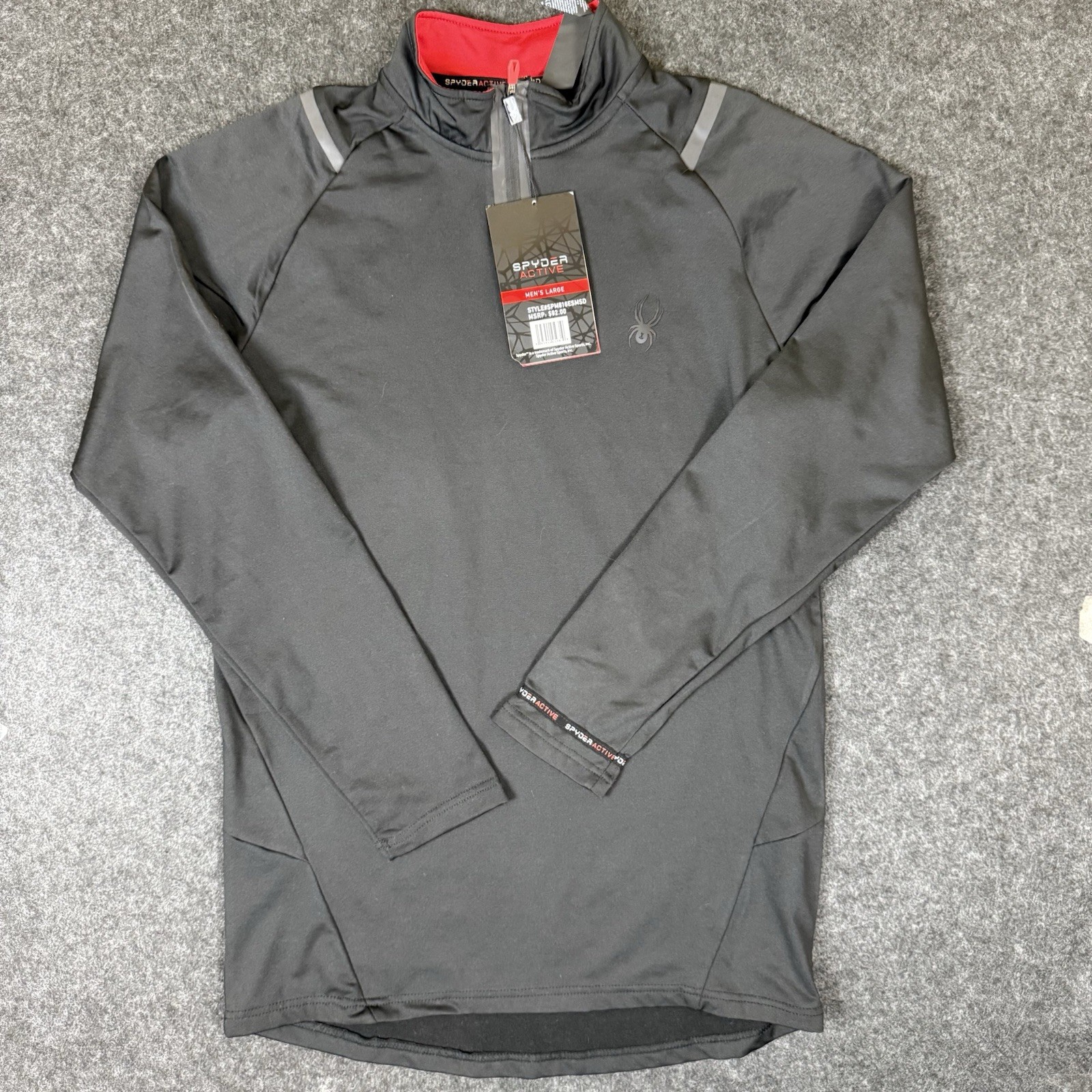 NWT Spyder Active Men’s Large Quarter Zip Black Pullover Quick Dry M- SEE PHOTO