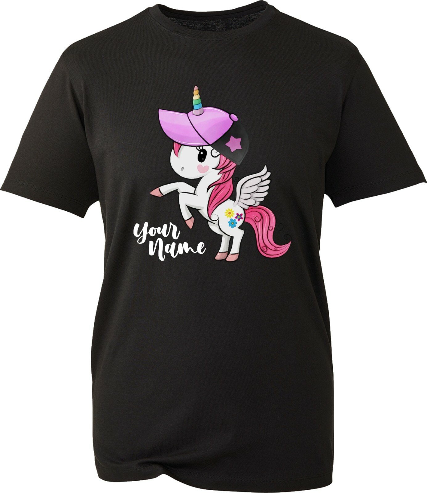 Personalised Your Name Little Unicorn Horse T-Shirt Funny Unicorn Adult Kids Top