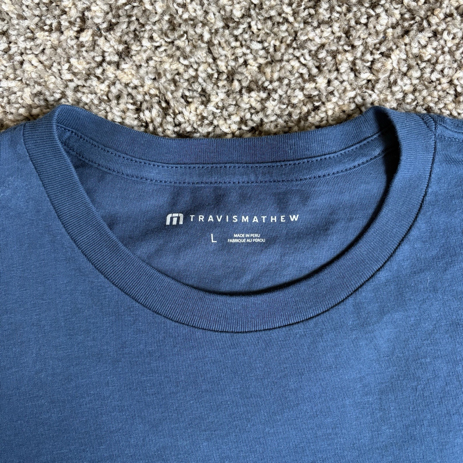 Travis Mathew T-Shirt Men Large L Blue Return Ticket Graphic Golf Soft NWT gallery
