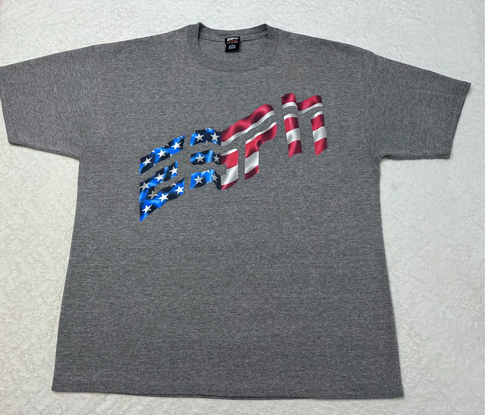 Vintage 1990s 90s ESPN TV Sports Store USA American Flag Graphic Promo T-Shirt L gallery