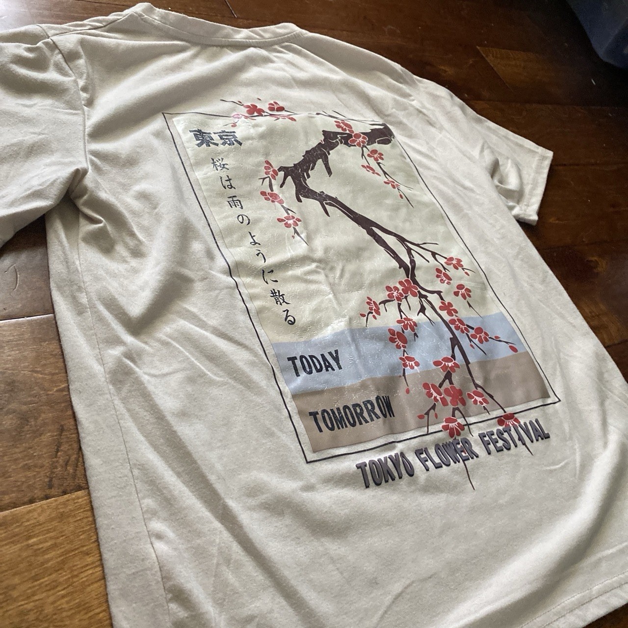 Men's White Tokyo Flower Festival Graphic Crew Neck Short Sleeve T-Shirt M gallery