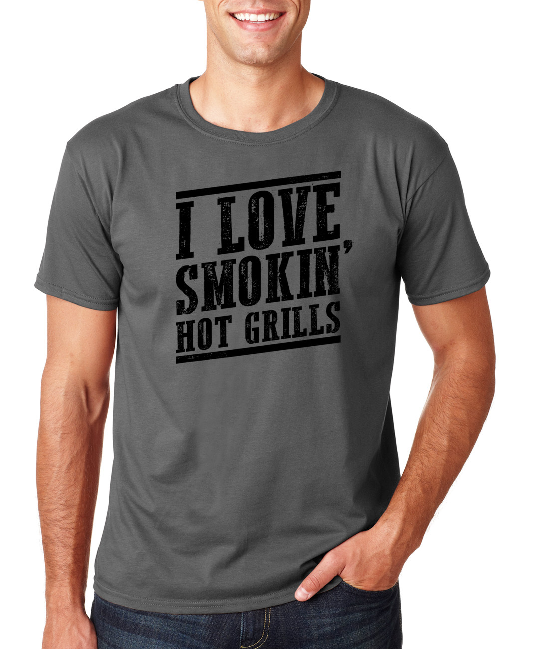 I LOVE SMOKING HOT GRILLS girls funny tailgate grilling barbeque meat T-Shirt gallery