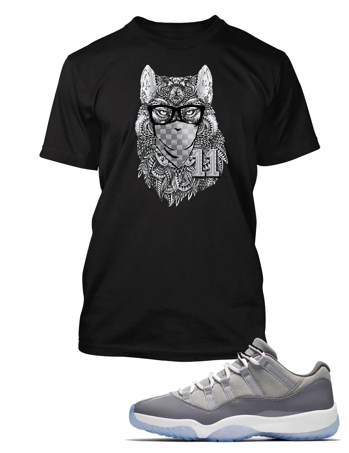 Gray Wolf Tee Shirt to Match J11 Low Cool Grey Shoe Mens Graphic Pro Club Shaka gallery