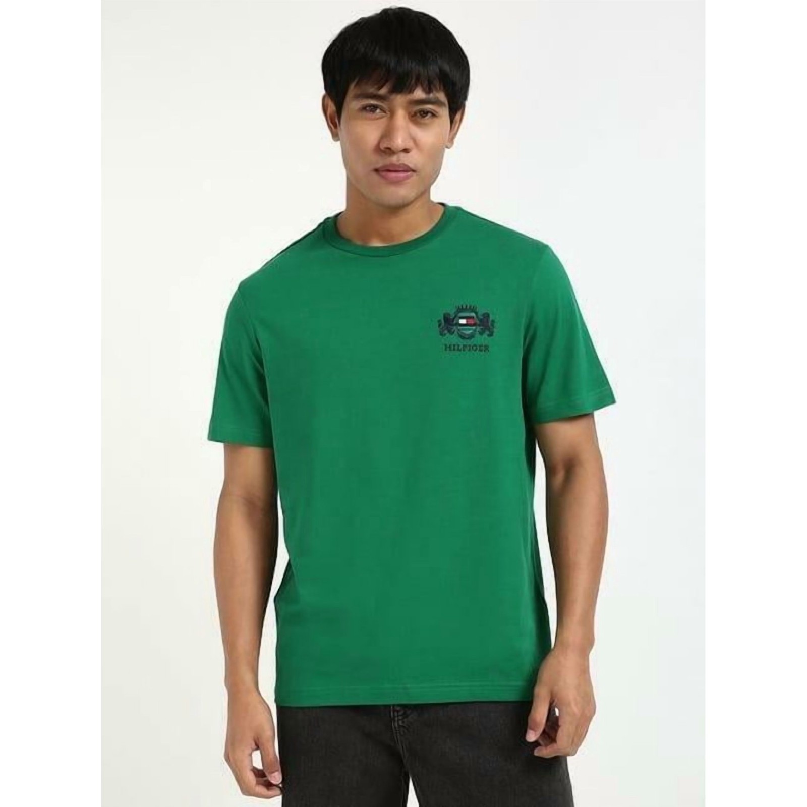Tommy Hilfiger Men's Big & Tall Embroidered Hilfiger Crest T-Shirt Green-3XLT gallery