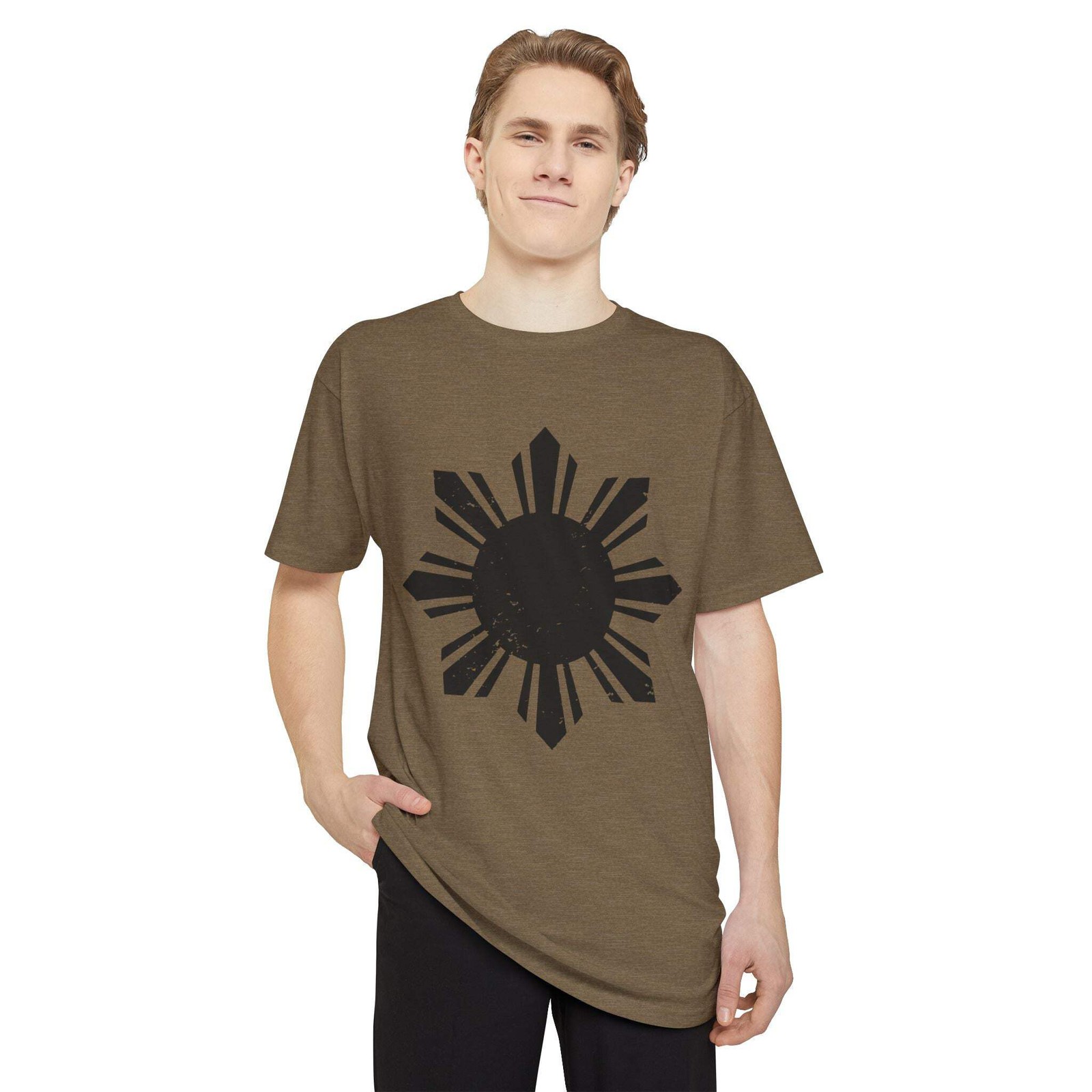 Filipino Sun Longline Drop Tail Tee Pinoy shirt Streetwear Urban Long Body S-2XL gallery