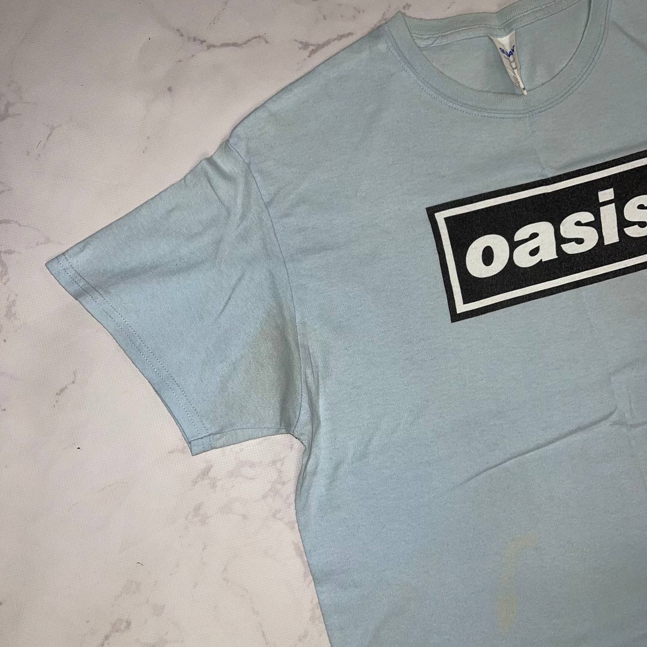 Vintage T-shirt Oasis Classic Band Logo Blue Size M Y2K Casual tee gallery