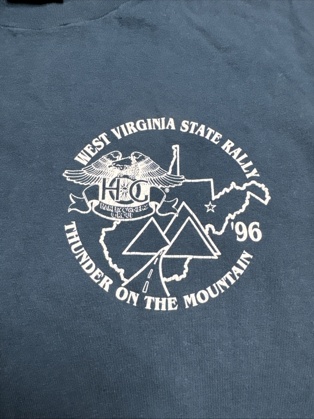 1996 Harley Davidson Single Stitch T-Shirt Sz L West Virginia State Rally Biker gallery