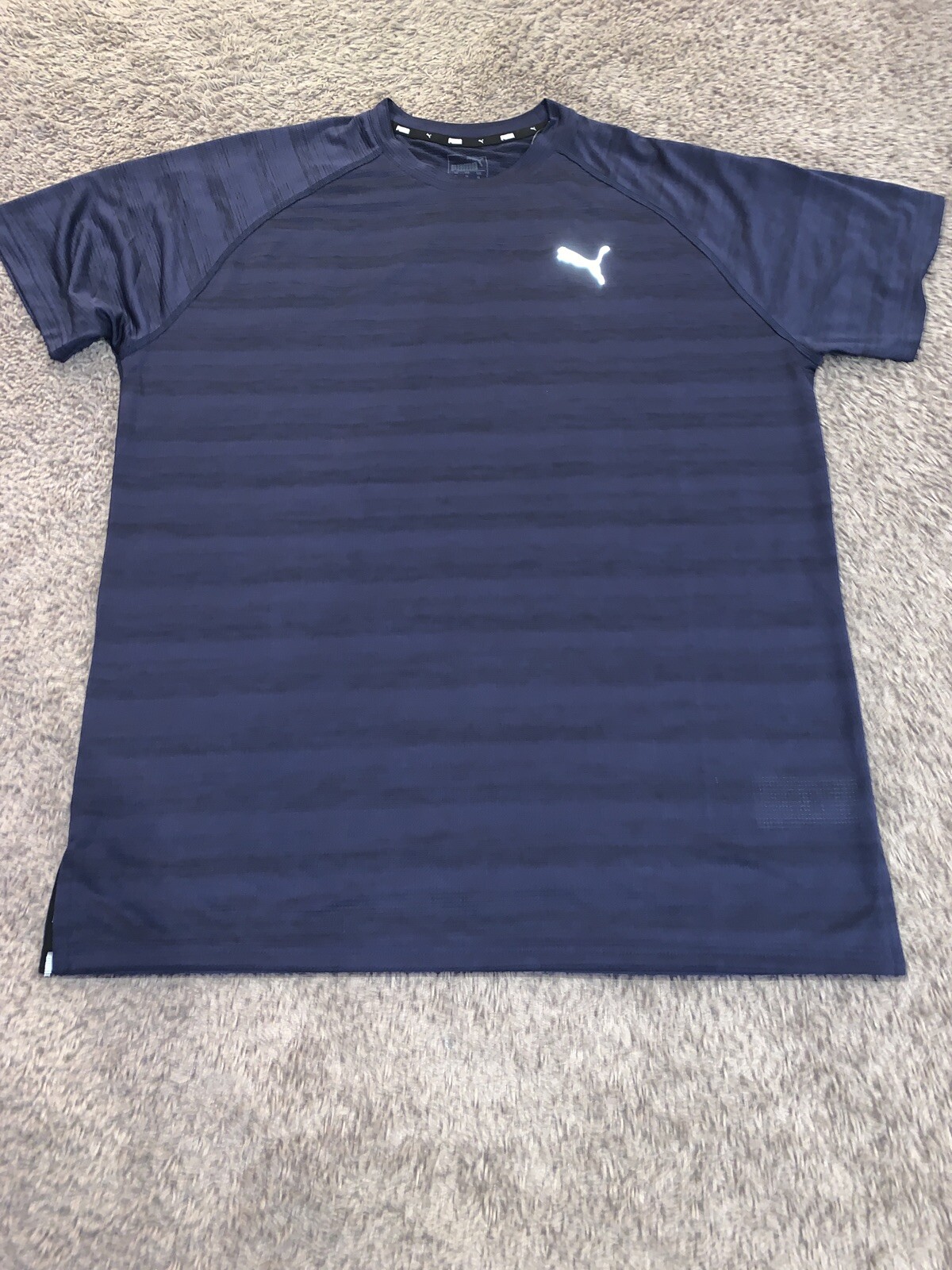 NWT Men's PUMA Medium Navy Blue PACE Tee T-Shirt Lightweight / Reflective Logo gallery