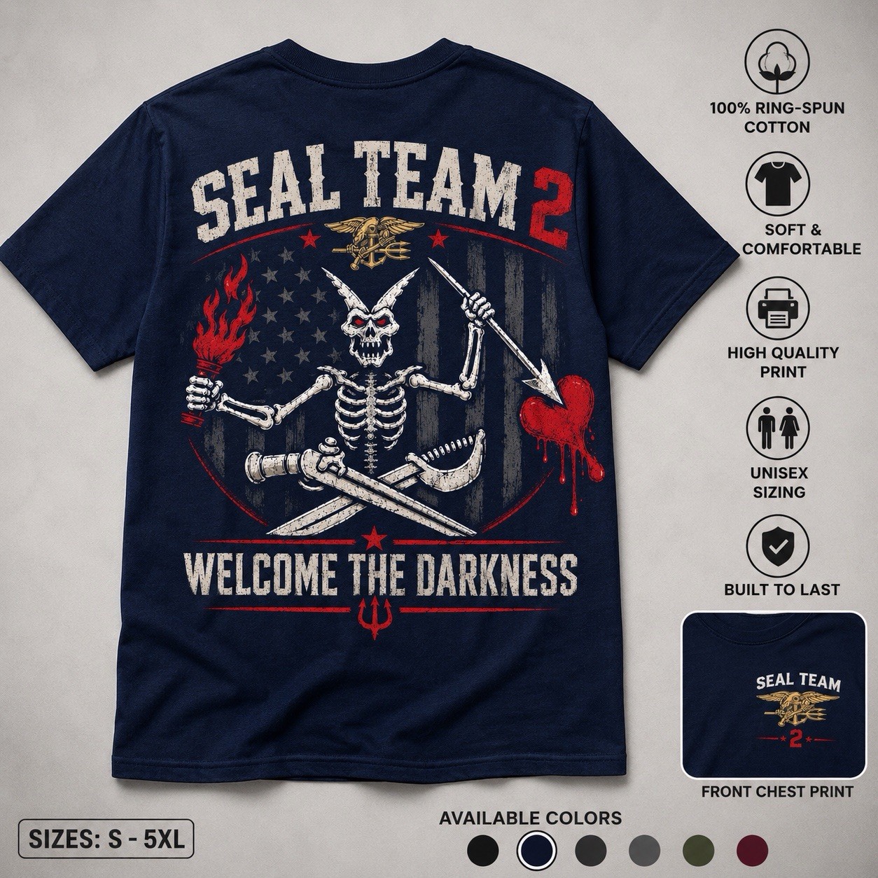 Trend Navy SEAL Team 2 Morale Command Repro Tee, Gift for Military Veterans gallery