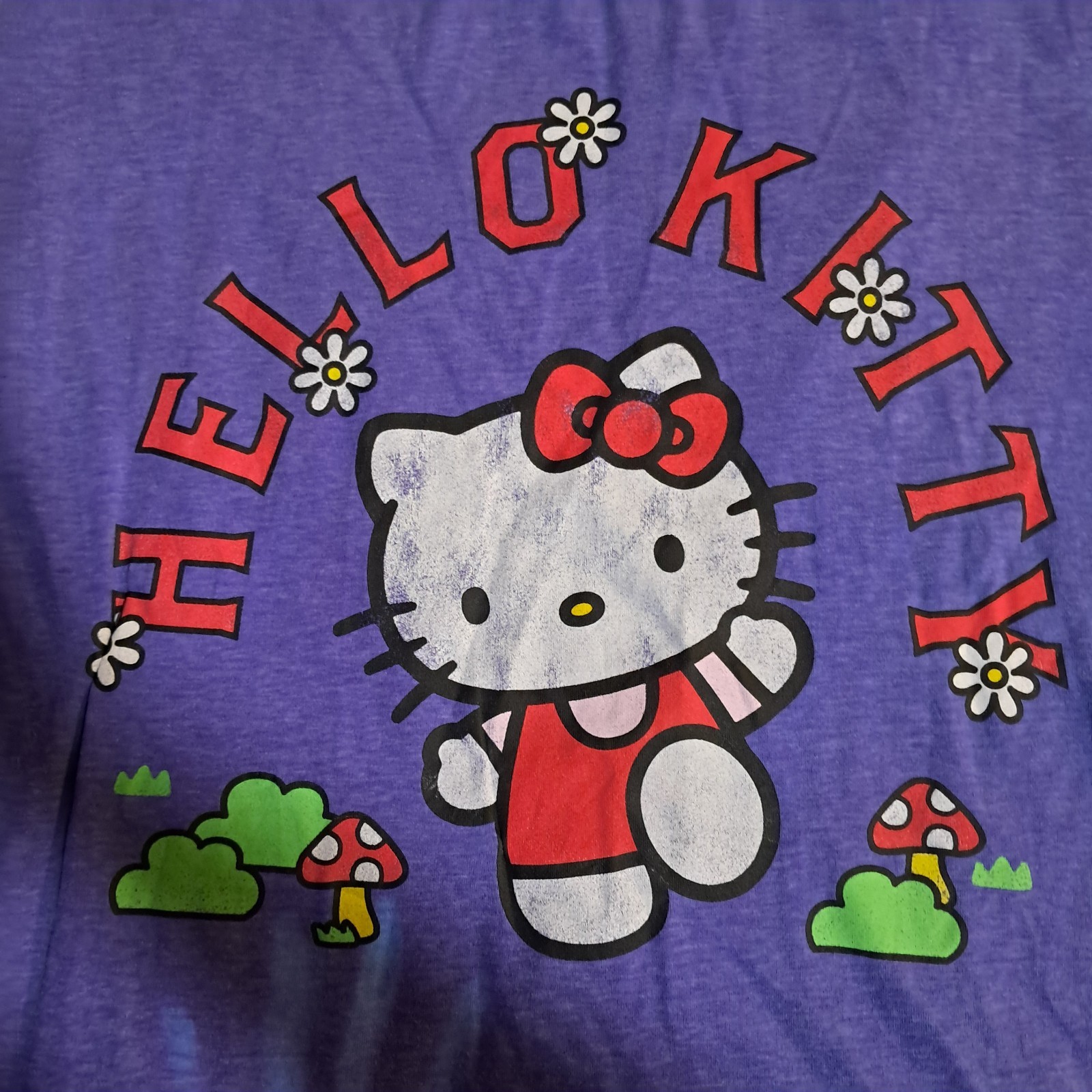 Hello Kitty Color Change Heat Reactive Fabric Sanrio Cute Unisex L Mushroom Purp gallery