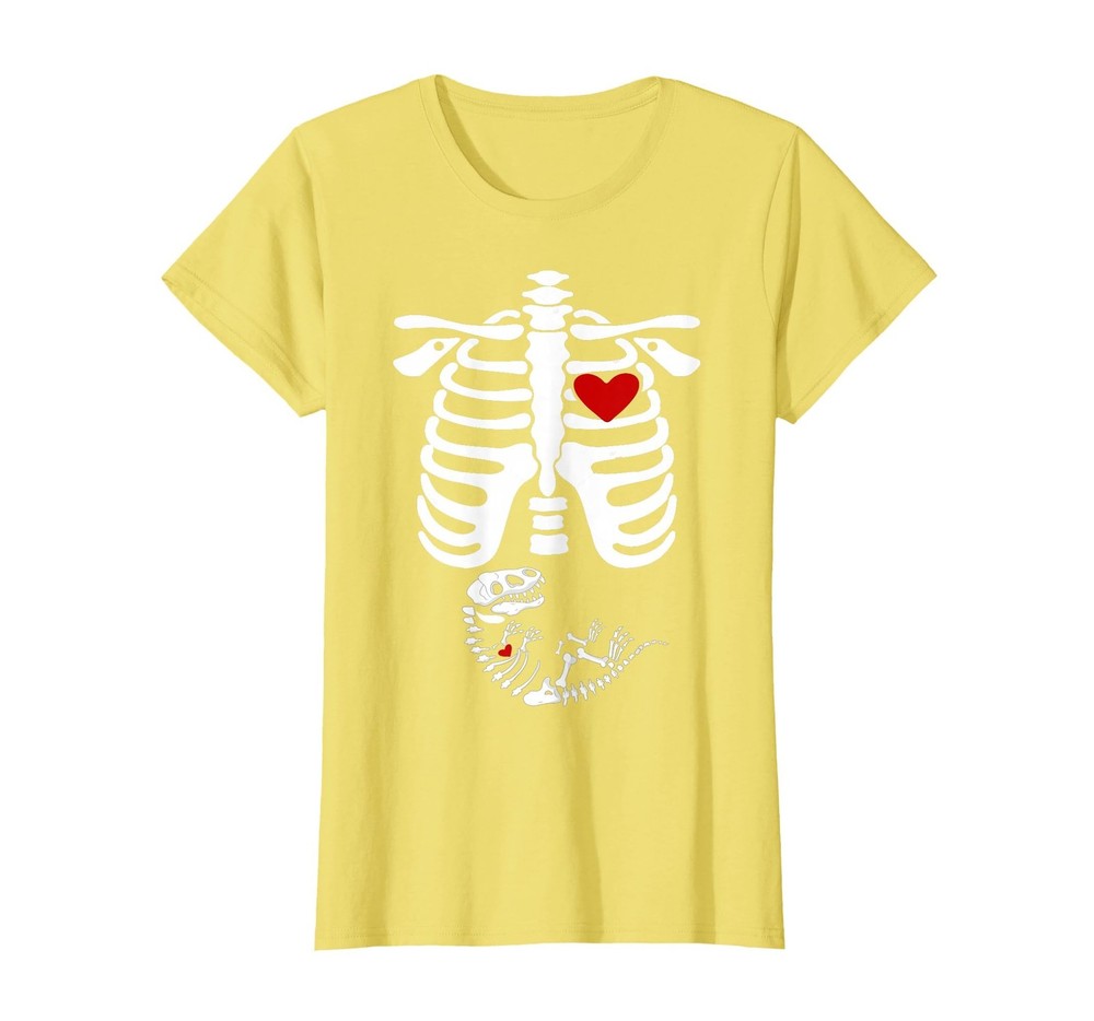 Pregnant Halloween Costume Dinosaur Skeleton Pregnant Mom T-Shirt, Women, Lem…